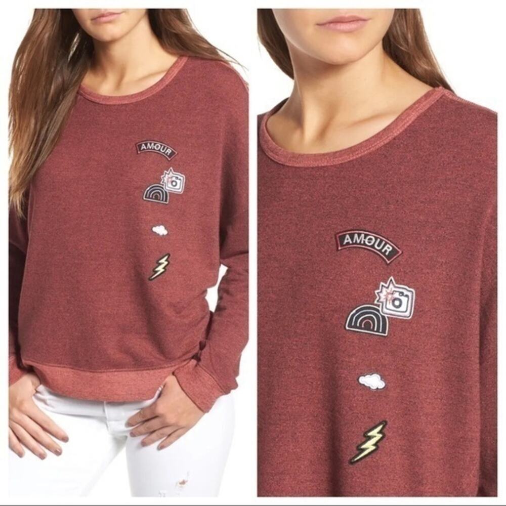 SUNDRY Patches Cross Back Pullover Small NWOT